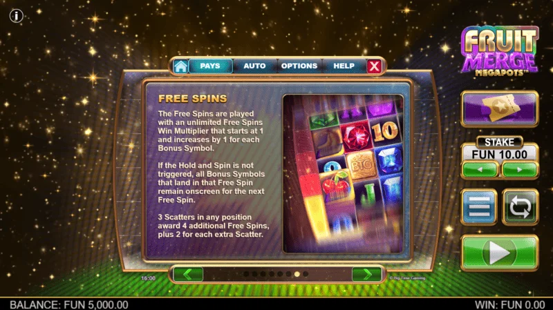 Fruit Merge Megapots - informácie o Free Spins a násobiči