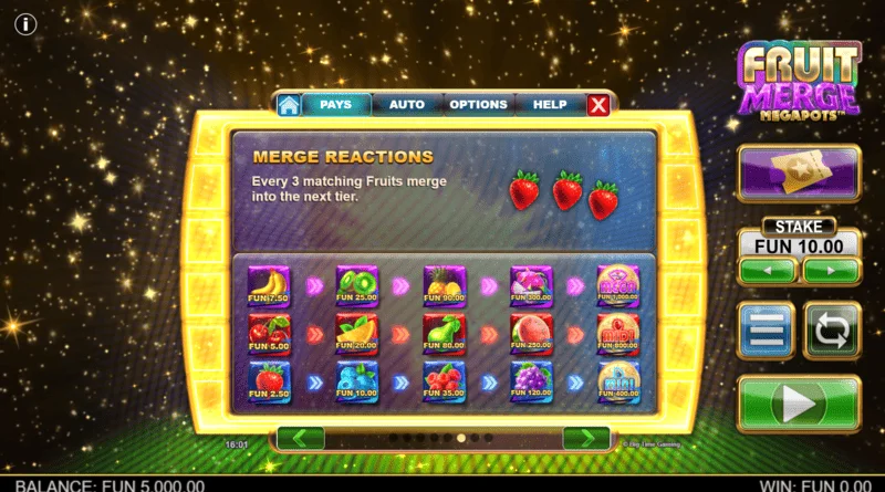 Fruit Merge Megapots - spájanie ovocia v Hold and Spin